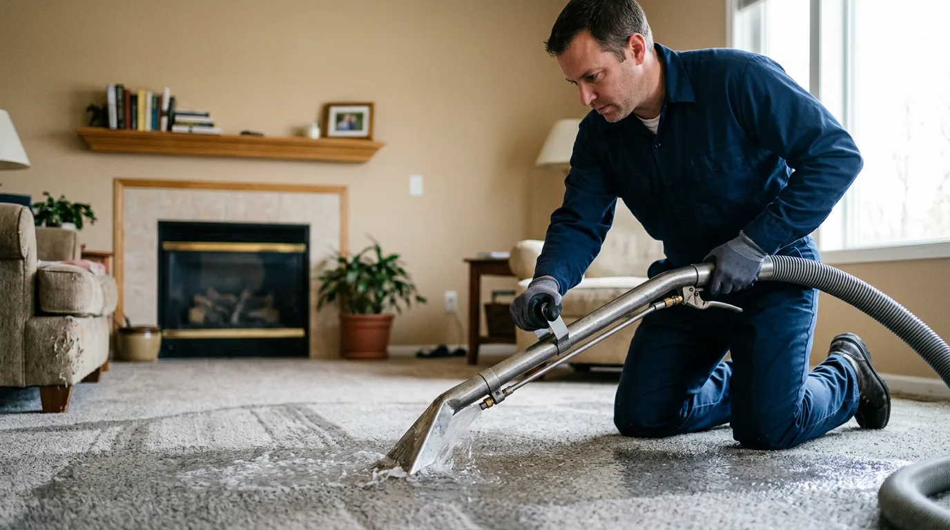Water damage restoration technician working near Fishers Island, NY